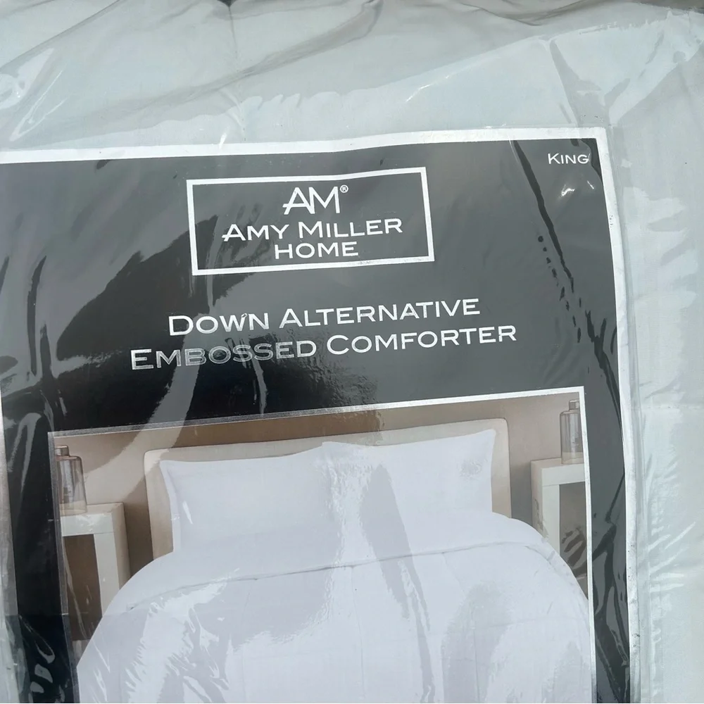 NEW Amy Miller Down Alternative Embossed Comforter White/Ivory Color King Size
